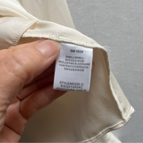 Halston Heritage Silk long sleeve v neck blouse Sz 10 - Picture 9 of 11